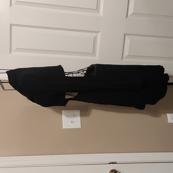 Princess Polly Black Ribbed Sheath Dress with Notched Collar - Picture 7 of 8